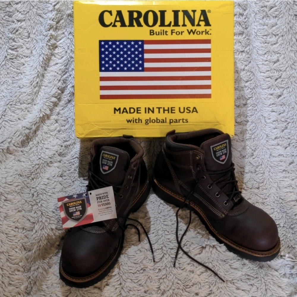 Men's Brown Leather Work Boots Carolina Waterproof Comp Toe 11 1/2D NIB